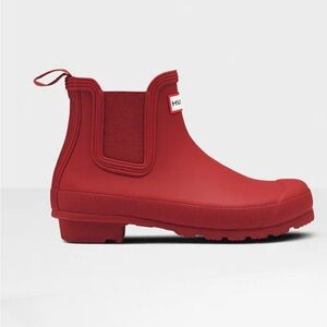 Hunter Chelsea Rain Ankle Boot Red Women’s Size 5 Vulcanized Rubber Waterproof